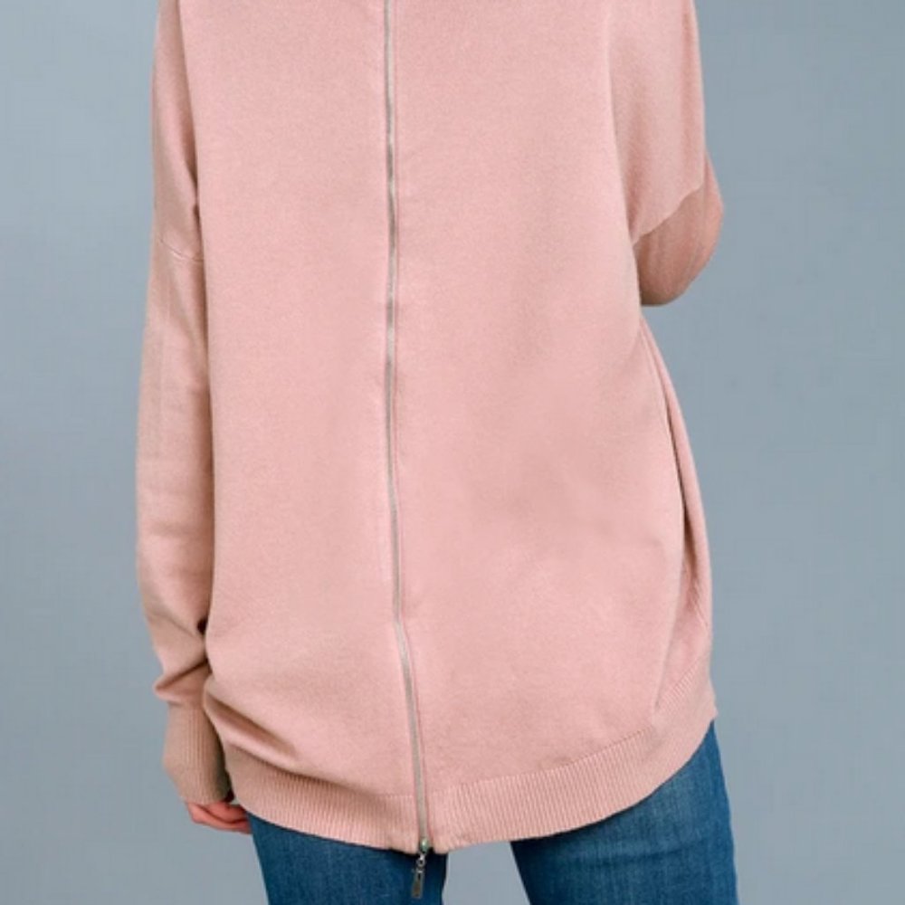 Lulu's pink zipper back oversized sweater